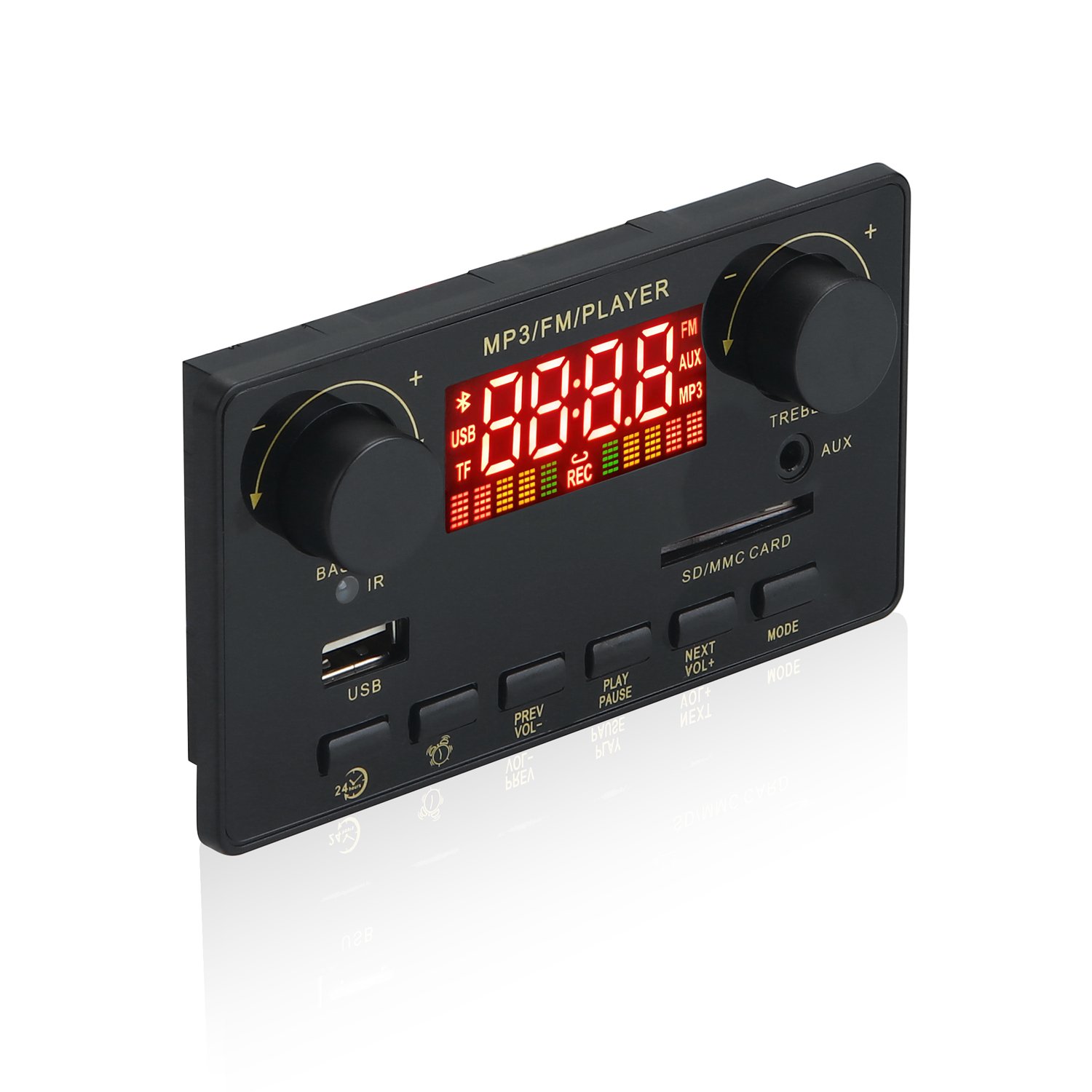 160W Car Decoder Board Bluetooth 5.0 MP3 WMA FM Radio Mp3 Music Player Speaker Digital Alarm Clock Time Display Stylish Card