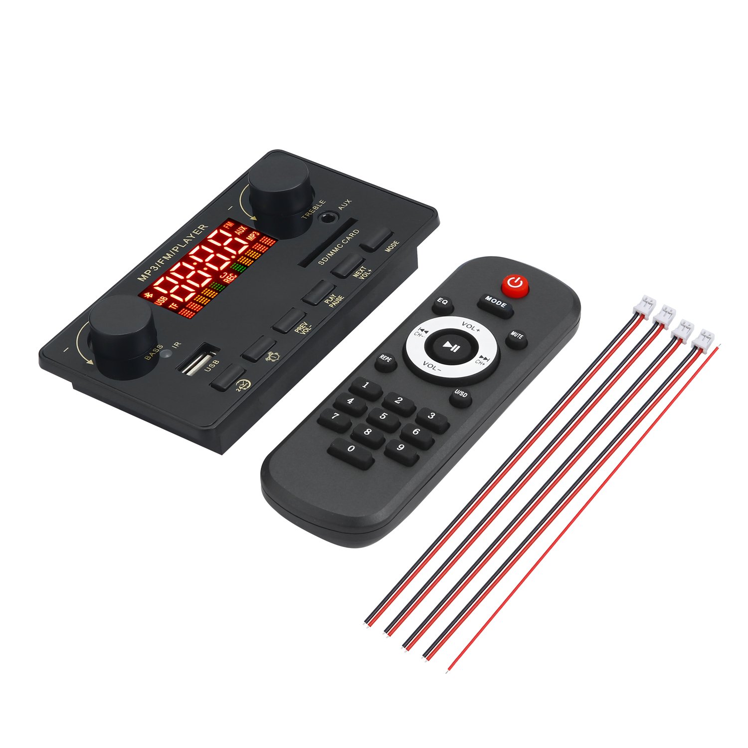 160W Car Decoder Board Bluetooth 5.0 MP3 WMA FM Radio Mp3 Music Player Speaker Digital Alarm Clock Time Display Stylish Card