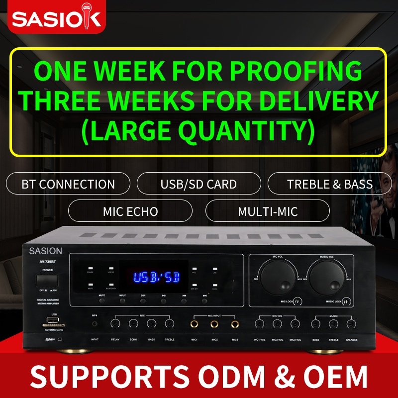 2000W High Power Amplifier AV-739BT Mic. Echo/balance Professional Amplifier with BT/USB/SD/MP3/DVD Etc. & FM Radio