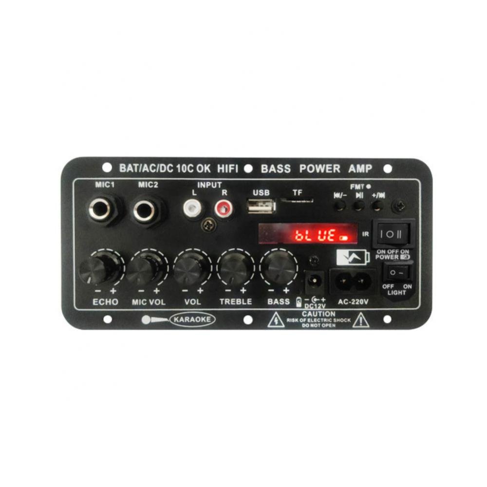 220V 12V D10C Digital BT Amplifier Board Subwoofer Dual Microphone Karaoke Amp Speaker Home Theater DIY Rechargeable Version