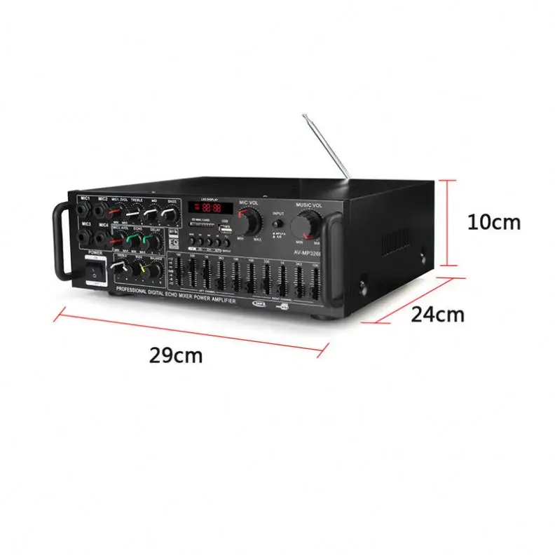 AV-MP326BT High-Power 300W*2 110V 220V 12V 2.0 Blue. Tooth Home Amplifier Karaoke OK EQ Balanced Car Amplificader