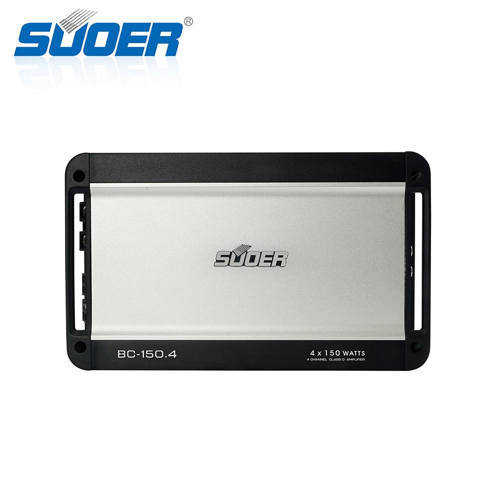 Suoer BC-150.4 Audio Music 4 Channel 150 Watts Rms Amp Power Sliver Design Class d Car Amplifier