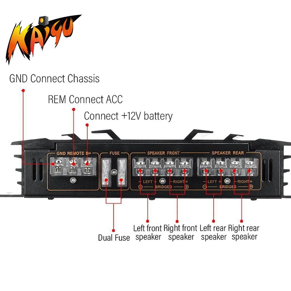HiFi Car Audio Power Amplifier 12V Max 5800W 4 Channel Stereo Audio Adjustable Front and Rear Sound Field Super Bass Amp