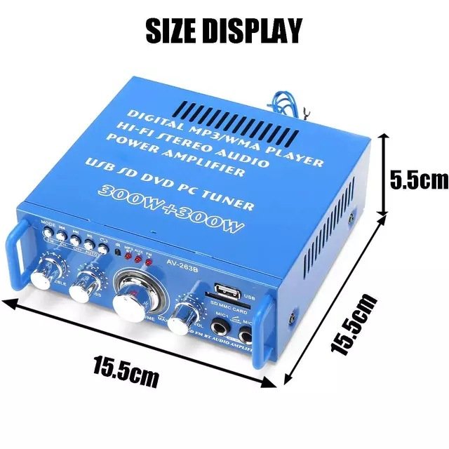 AV-263B Blue. Tooth Amplifier SD USB Card Car HIFI Speaker 220V High-power Mini Amplifier