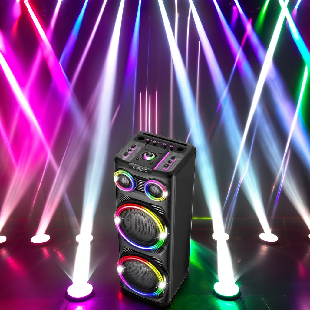 Trendy 2.0 Sound Portable Home Audio Karaoke Stage Subwoofer Speaker Wireless Bluetooth Mic Accessory Active DC Power Source