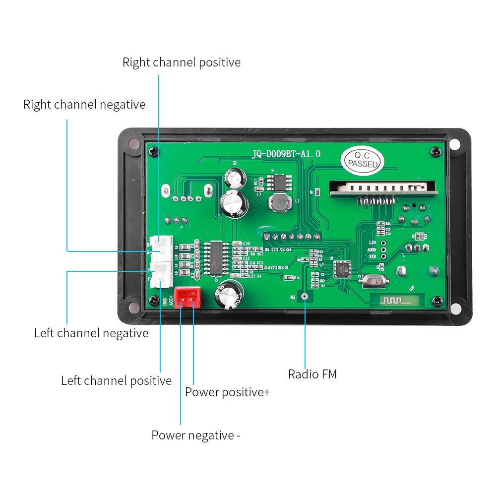 80W Amplifier Wireless Car Music Mp3 Decoder Board Player Handsfree Module FM Radio DC 5V-26V BT Audio Module
