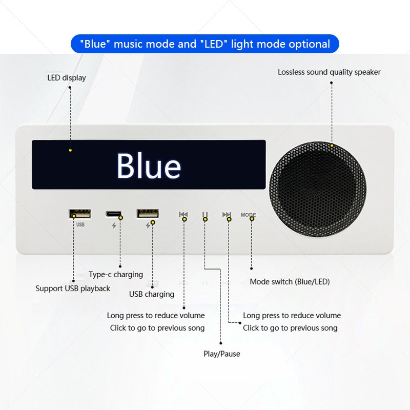 Embedded Multi-function Bluetooth Speaker USB Charging Bedside Table Furniture Bluetooth Furniture Accessories Bluetooth Speaker
