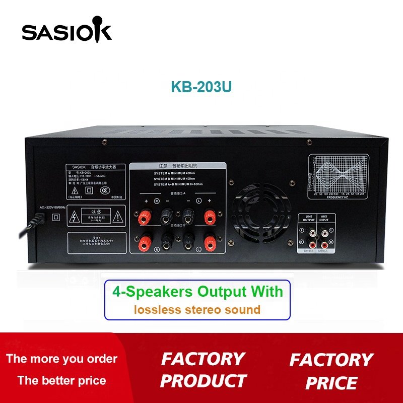 KB-203U 800W 20-band EQ HIFI BT/USB/SD/MMC/AUX Receivers Home Theater Blue-tooth Karaoke Amplifier Speaker Professional LED.