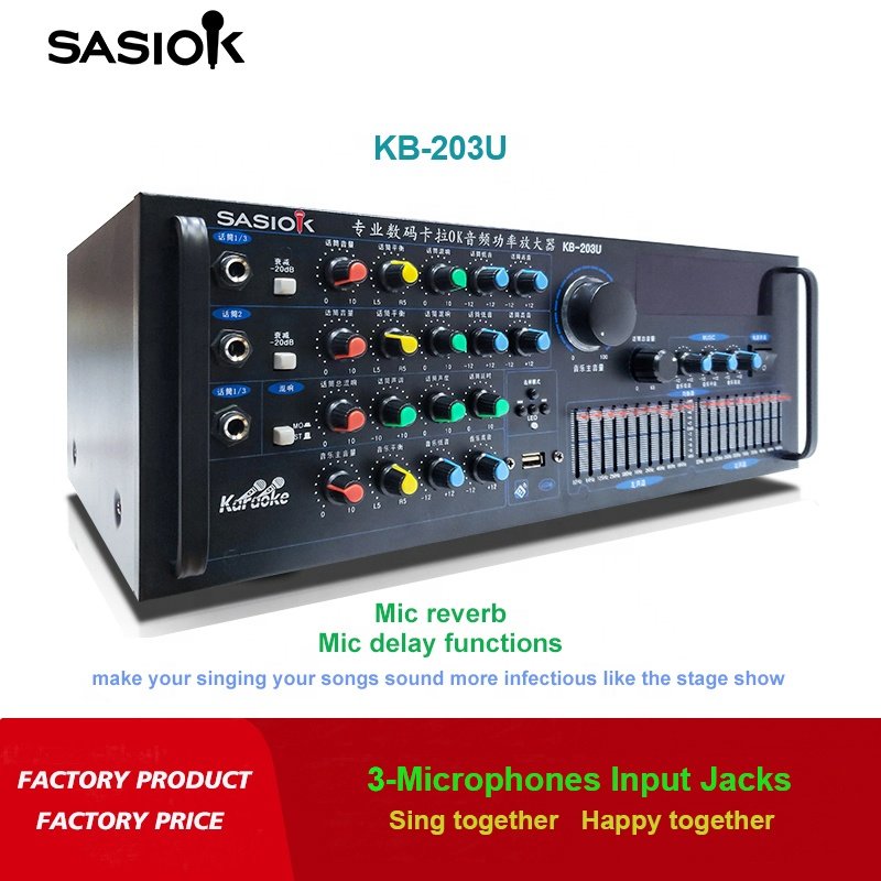 KB-203U 800W 20-band EQ HIFI BT/USB/SD/MMC/AUX Receivers Home Theater Blue-tooth Karaoke Amplifier Speaker Professional LED.