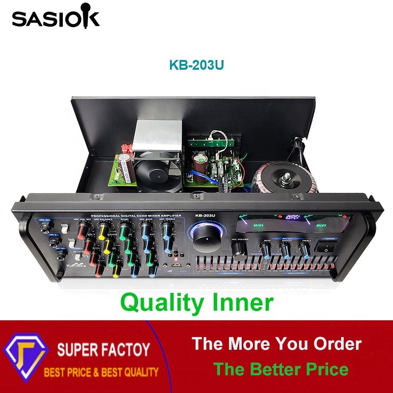 KB-203U 800W 20-band EQ HIFI BT/USB/SD/MMC/AUX Receivers Home Theater Blue-tooth Karaoke Amplifier Speaker Professional LED.