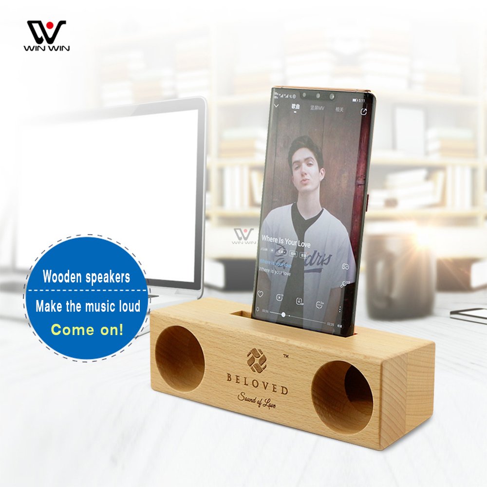 Winning Product 2024 Koa Wood Product Wholesale Wooden Speaker Phone Holder Bamboo Loudspeaker