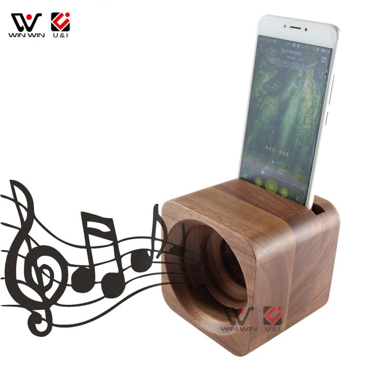 Winning Product 2024 Bamboo Loud Speakers Wood Speaker Home Audio Phone Stand