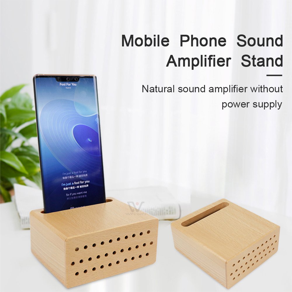 Winning Product 2024 Bamboo Loud Speakers Wood Speaker Home Audio Phone Stand