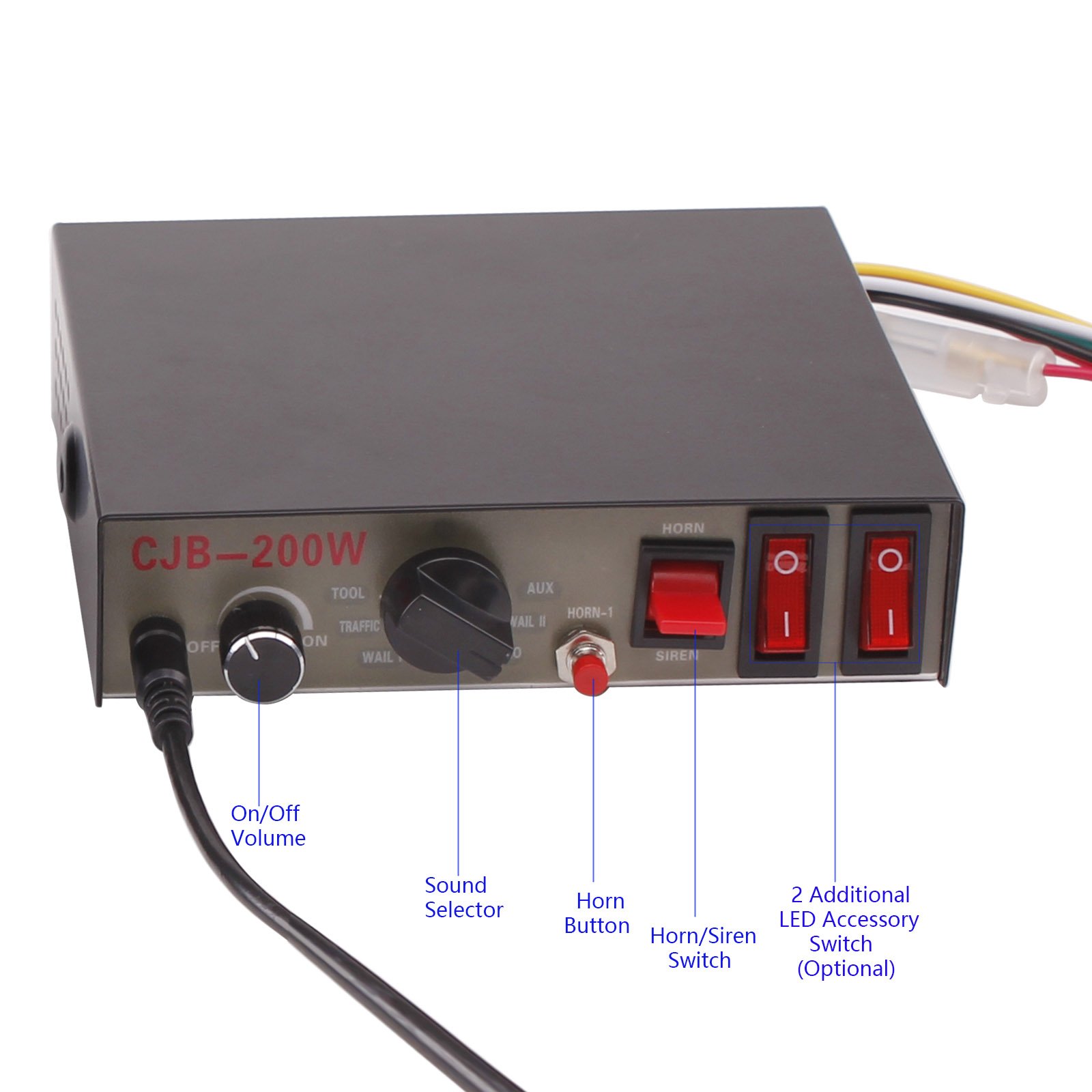 Siren & Square Speaker Amplifier, 12V 200W 9 Tones Car Siren Horn with Wired Handheld Microphone Horn Car Speaker Horn