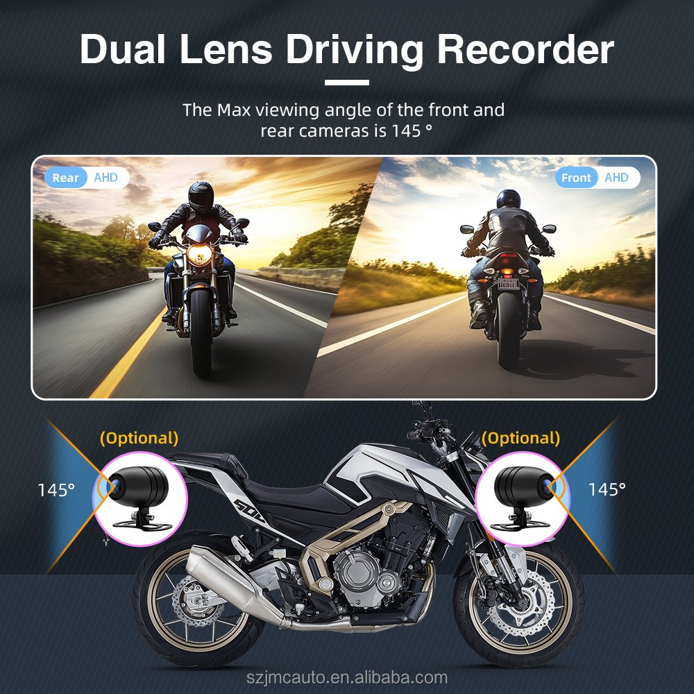 JMC 5.28inch Motorcycle CarPlay Android Auto Monitor Video Loop Recording Dual BT Music Waterproof