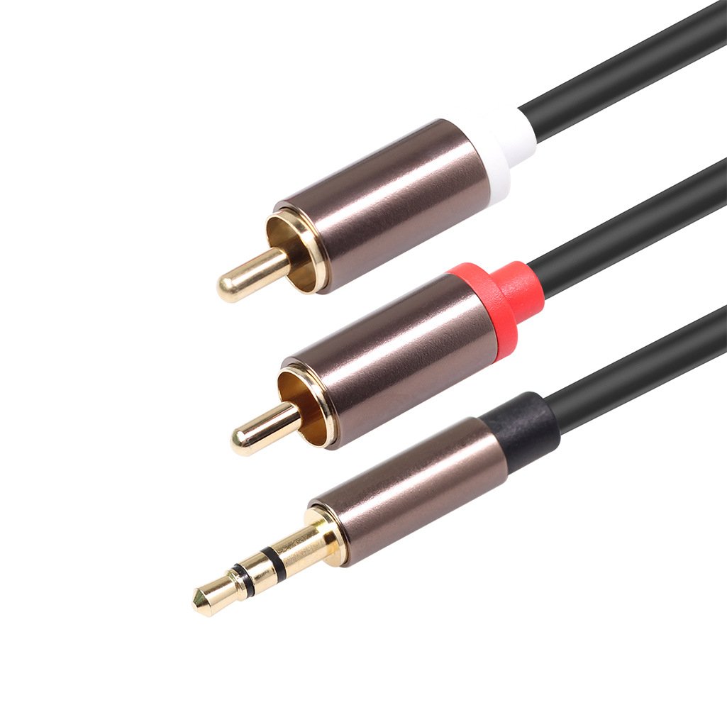 Audio 1/8 Jack 3.5 to 2 Rca Cable 3.5mm to Rca Cable Male Splitter Aux Cord for Tv Pc Amplifiers Dvd Speaker Cable