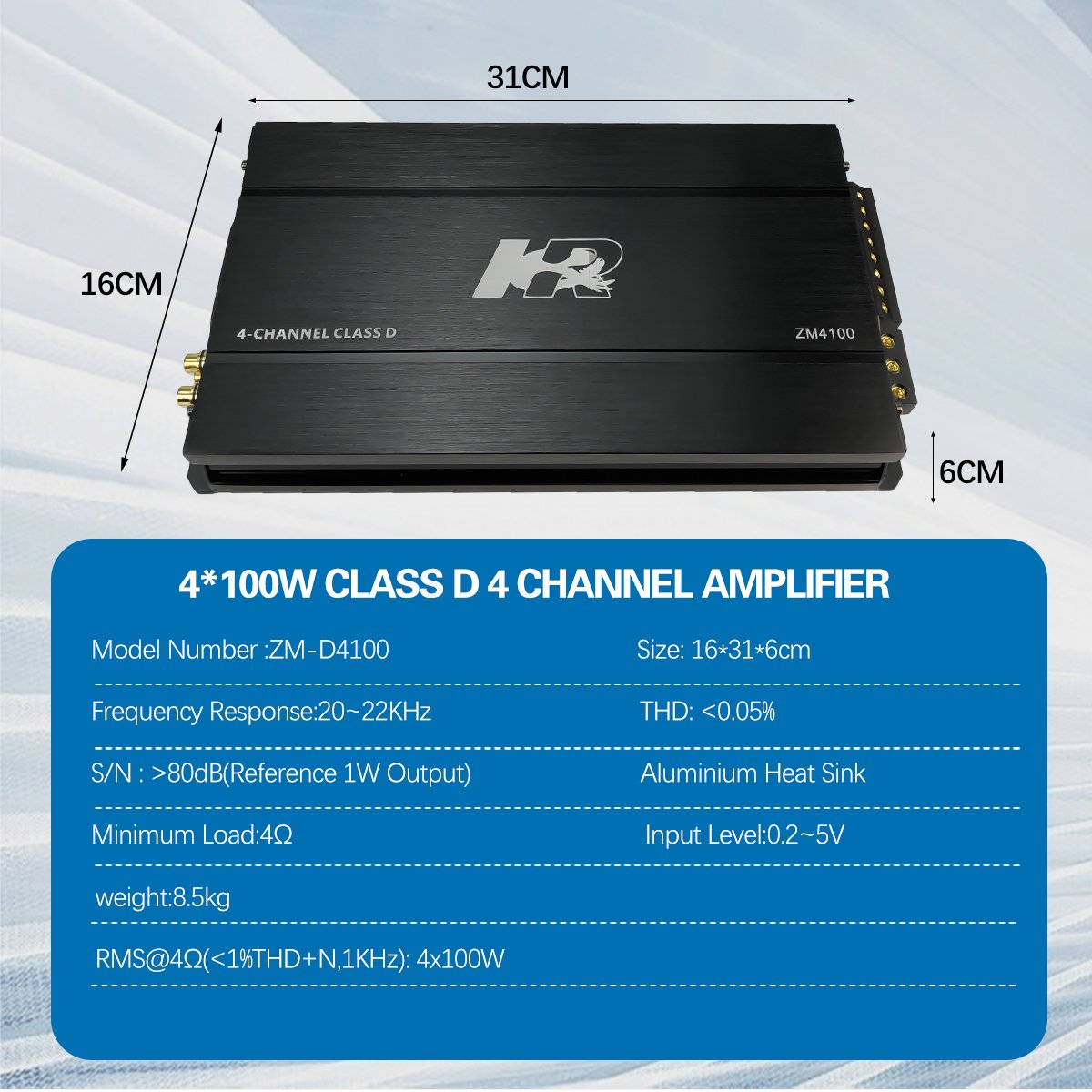 Mini Amplifier4*100w Powered DSP 4channel Car Audio Amplifier