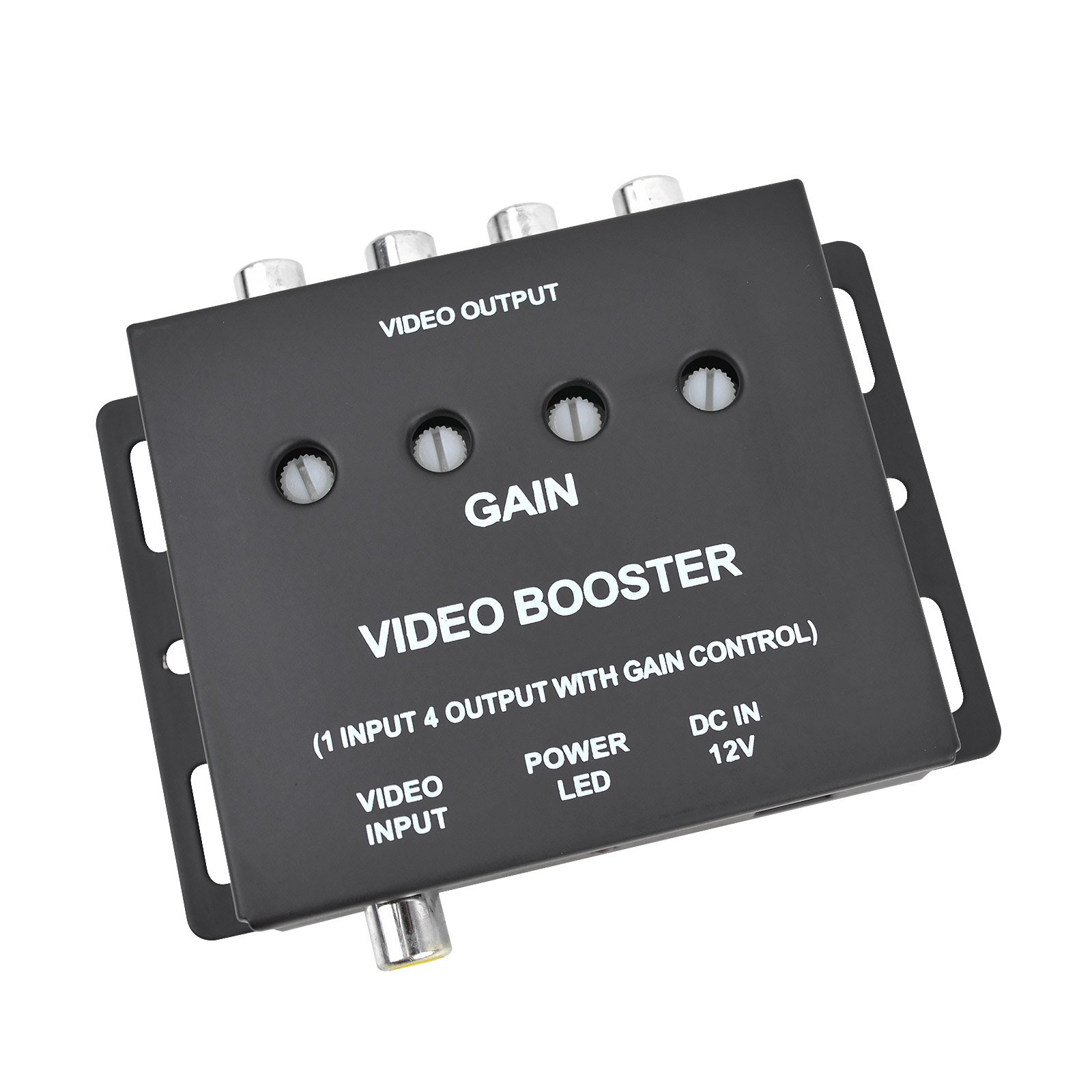 12V 1 Input to 4 Output RCA Car DVD Video Booster Amplifier Splitter Box
