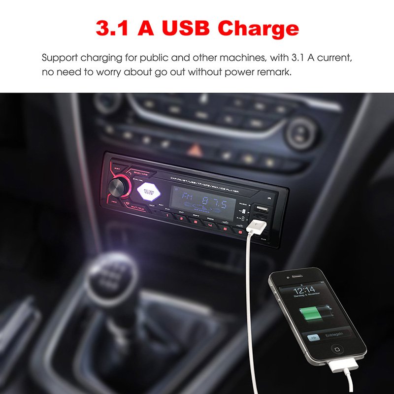 New Private Tooling 1 Din 2 USB Port TF Card 4 Color Backup LCD Display 4 RCA Output Car FM Radio MP3 Stereo Player