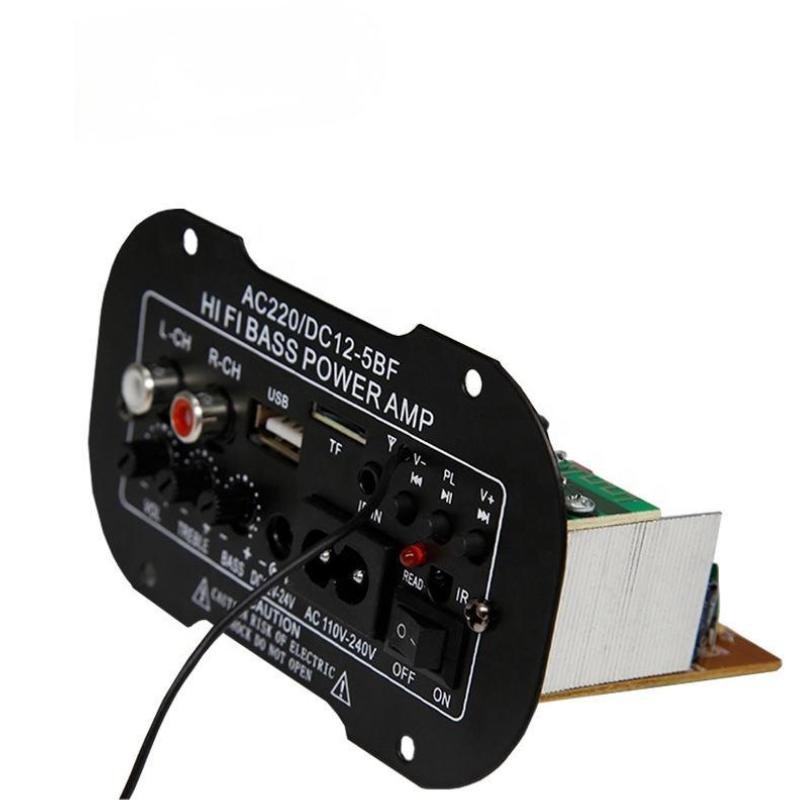 12V 24V 220V Mono Subwoofer HI-FI Bass Power Amp USB TF Remote Control Car High Power Bass Amplifier Board for 5-10inch Speaker