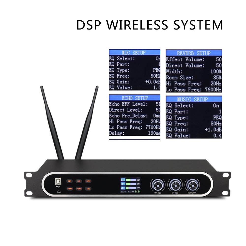High Quality Professional Digital REVERB Karaoke Effect Processor With Wireless Microphone Dsp Sound Processor