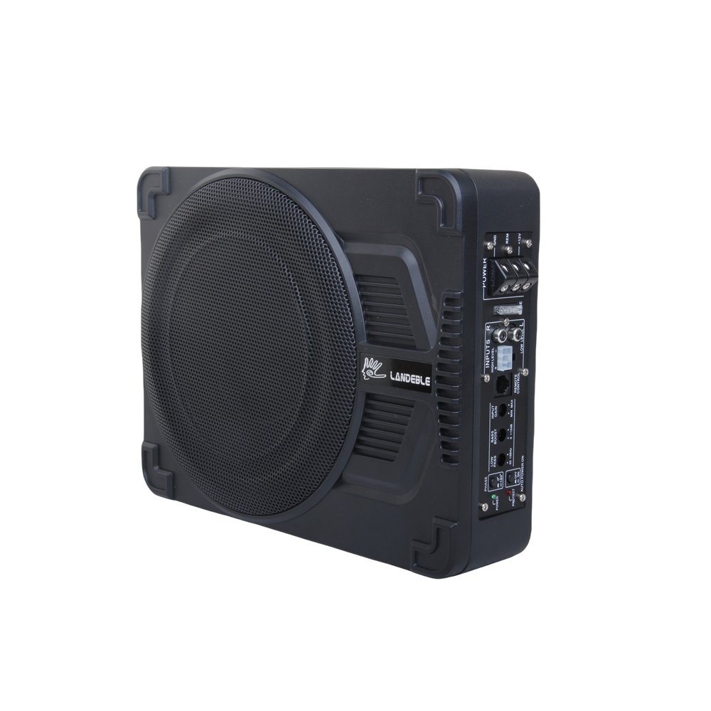 10\" Active Car Subwoofer With Under Seat Amplifier 400W Powered Bass Speaker Neodymium Magnet Single Coil 12V DC