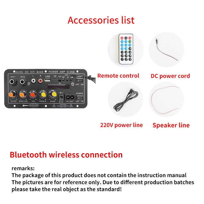 Customizable 12V/24V/220V HI-FI Subwoofer Bass Power Amp USB Remote Control High Power D30-II Amplifier Board Display Cars Audio