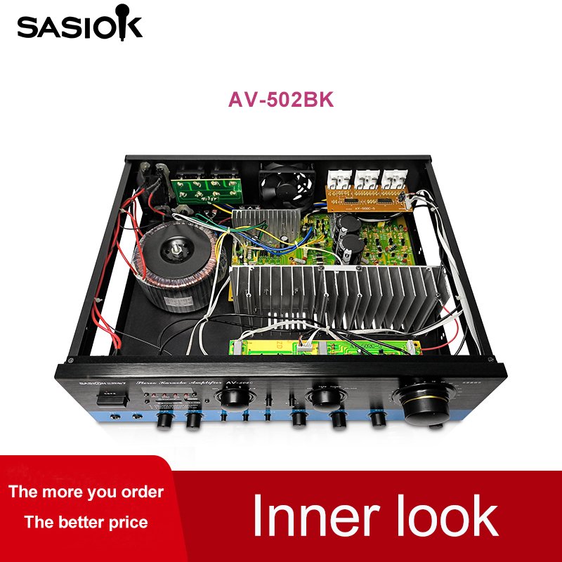 Factory Price AV-502 Powerful 7.0 Channel Professional REMOTE CONTROL Amplifier with BT/USB/SD/MMC/CD/VCD/TAPE/TUNNER Functions.