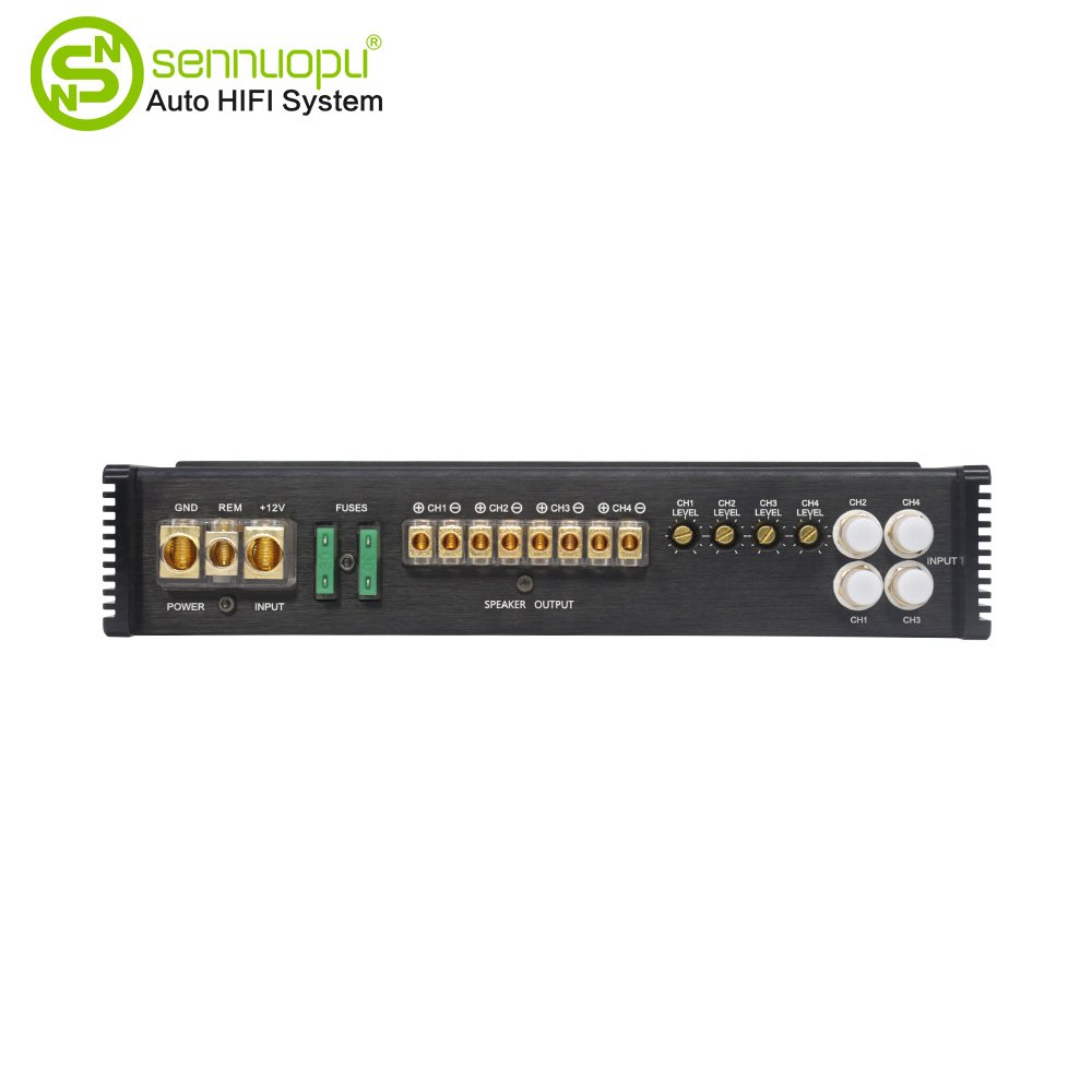 Sennuopu HQ-200.4A Car 4-Channel Class D Amplifier Aluminum Material with 2-Channel Separation Crossovers Equalizers Combination