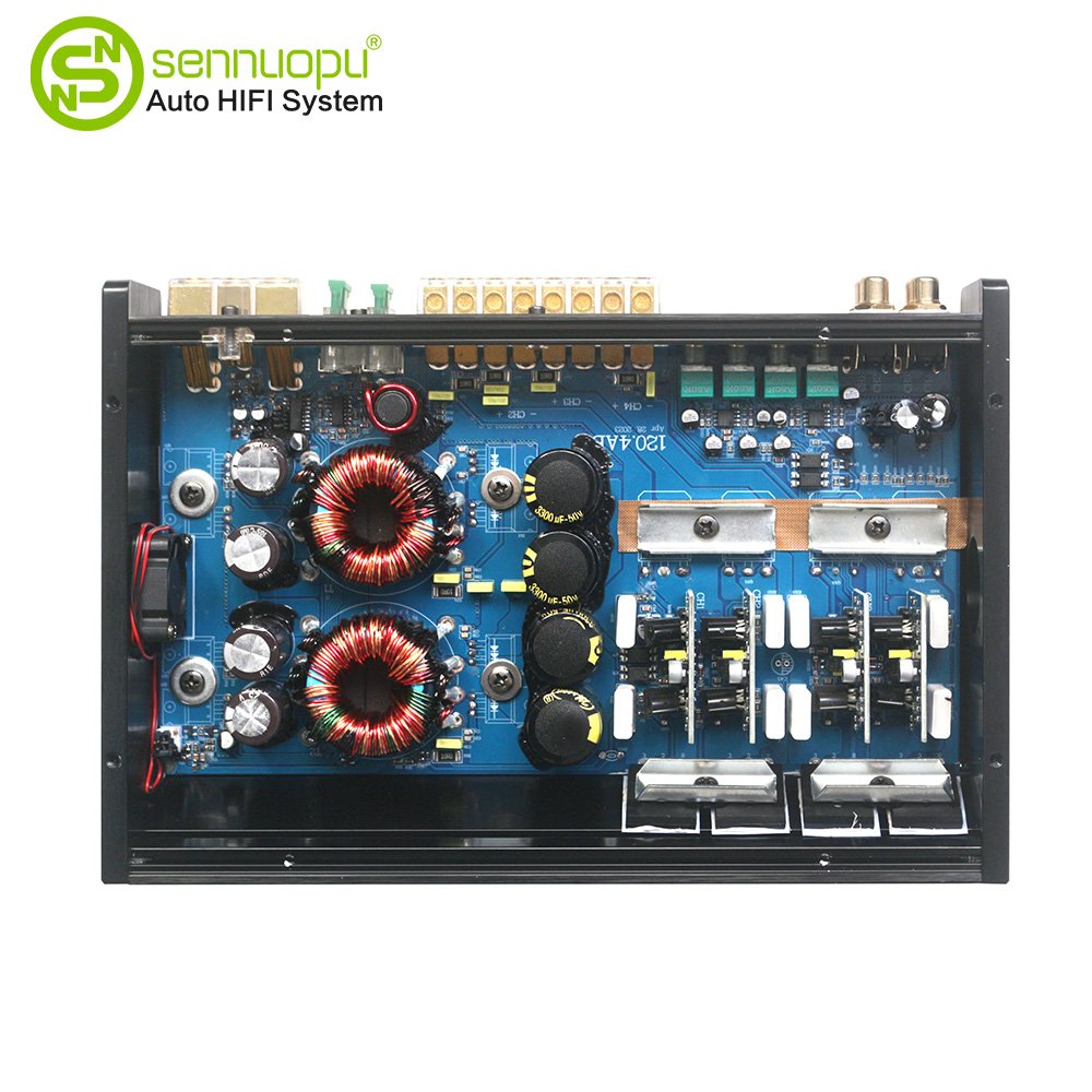 Sennuopu HQ-200.4A Car 4-Channel Class D Amplifier Aluminum Material with 2-Channel Separation Crossovers Equalizers Combination