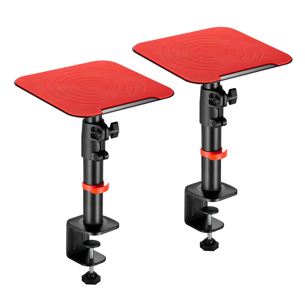 Gaming Home Office Universal Height Adjustable Desktop Mount Clamp-on Bookshelf Speaker Stand Pair