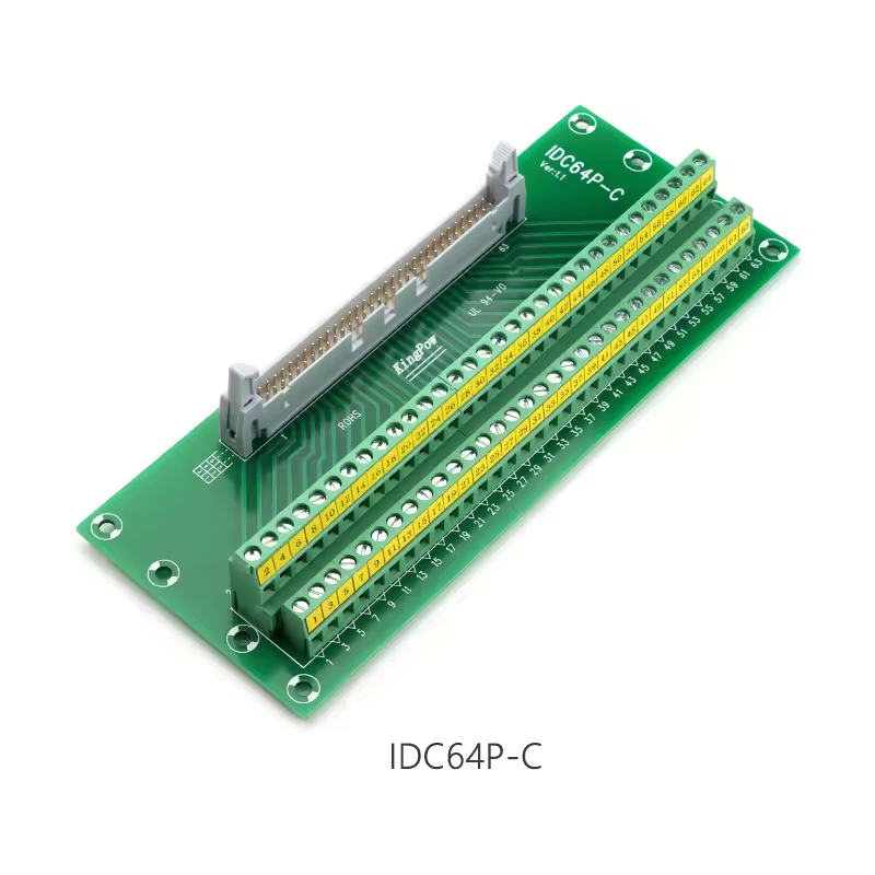 IDC-64P Terminal Block Connector Pin Header IDC Connector Board 64 Position Terminal Block Breakout Distribution Module Board