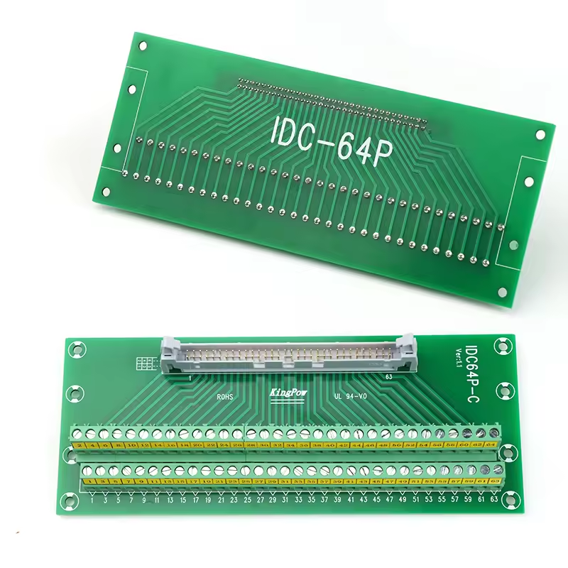 IDC-64P Terminal Block Connector Pin Header IDC Connector Board 64 Position Terminal Block Breakout Distribution Module Board