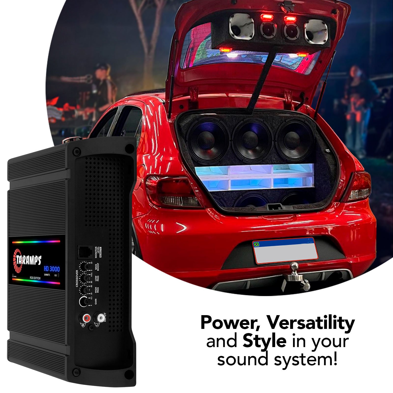 Taramps HD 3000 Digital 108 RGB Effects Amplifier 3000 Watts RMS 1 2 or 4 Ohms Full Range Car Audio System Monoblock Crossover