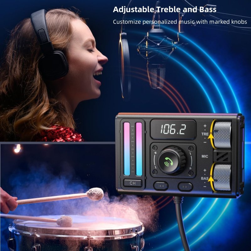 MT02 Bluetooth 5.3 Car Adapter with Air Vent Installation QC3.0 PD 20W Car Charger Wireless FM Radio Transmitter Car MP3 Player