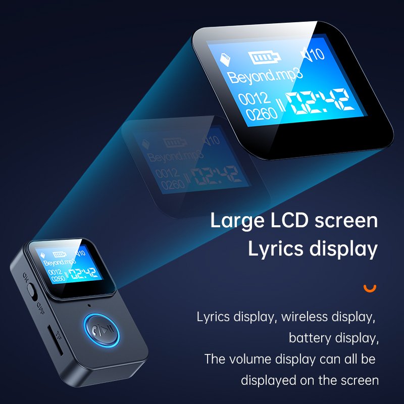Dropshipping Mini BT Receiver Handsfree Car Kit with Screen,support TF Card Mode/ in Car Gadget