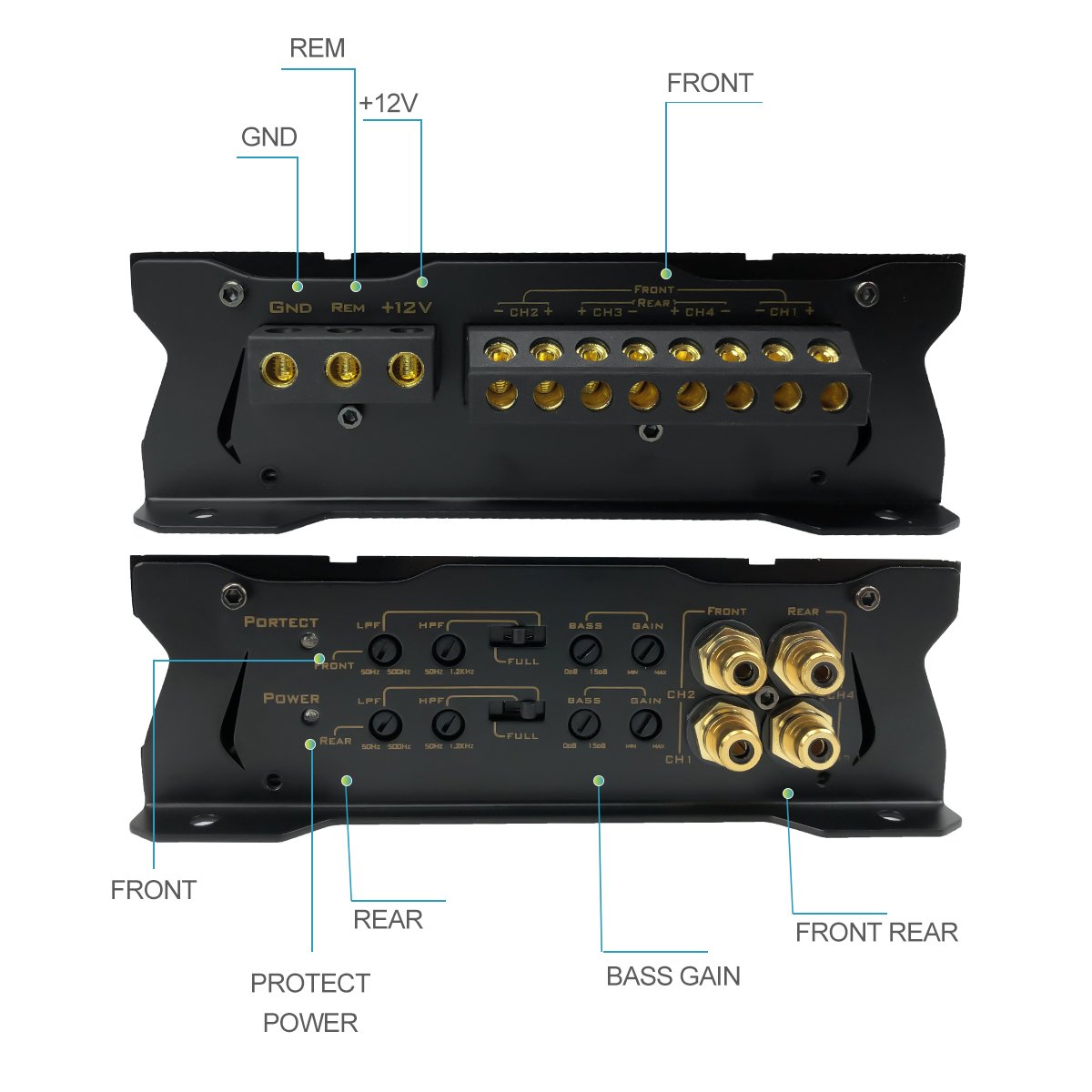 ZM-D4100 Car Amplifier Car Stereo Subwoofer Amplifiers Auto Audio 4 Channel Systems Speaker Amplifier