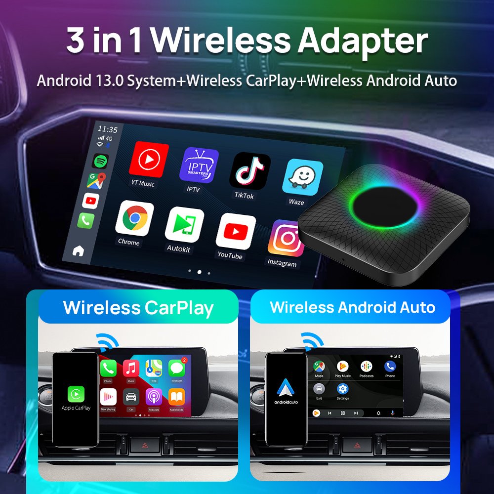 Multimedia Tbox Ambient 8G 128Gb Sm6225 Carlink Ai Box Android 13 Car Stereo Carplay Wireless Adapter Carlinkit Box for Apple