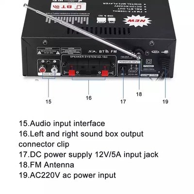 Mini Power Amplifier Speaker Card U disk receiver DC 12V 220V BT Power Amplifier