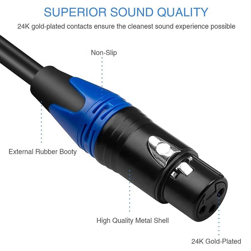 3.5MM Stereo Jack to Double Dual 2 XLR Female Cable Dual XLR Female to 3.5MM 1/8 TRS Male Stereo Mic Jack Microphone Cable