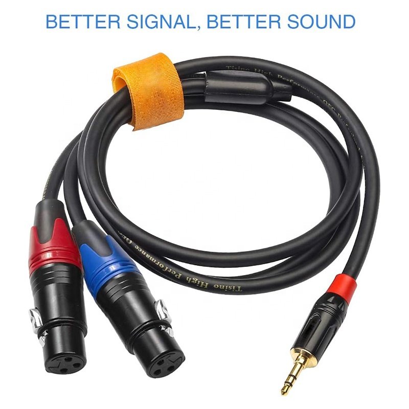 3.5MM Stereo Jack to Double Dual 2 XLR Female Cable Dual XLR Female to 3.5MM 1/8 TRS Male Stereo Mic Jack Microphone Cable