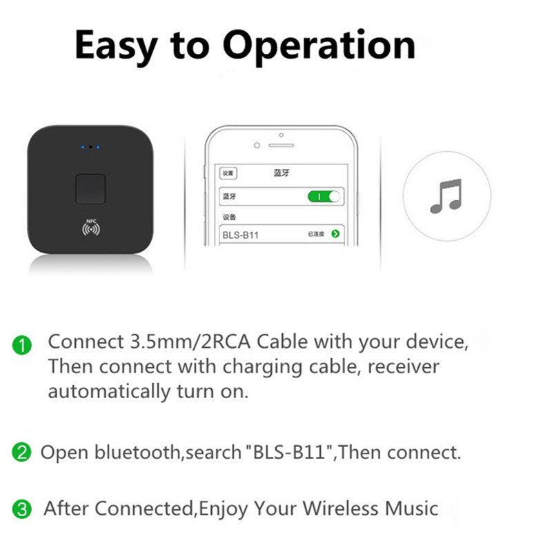 NFC Wireless BT5.0 Extender 3.5mm AUX/RCA Input Speaker Amplifier Car Audio Headphone Home Stereo Theater System Audio Component