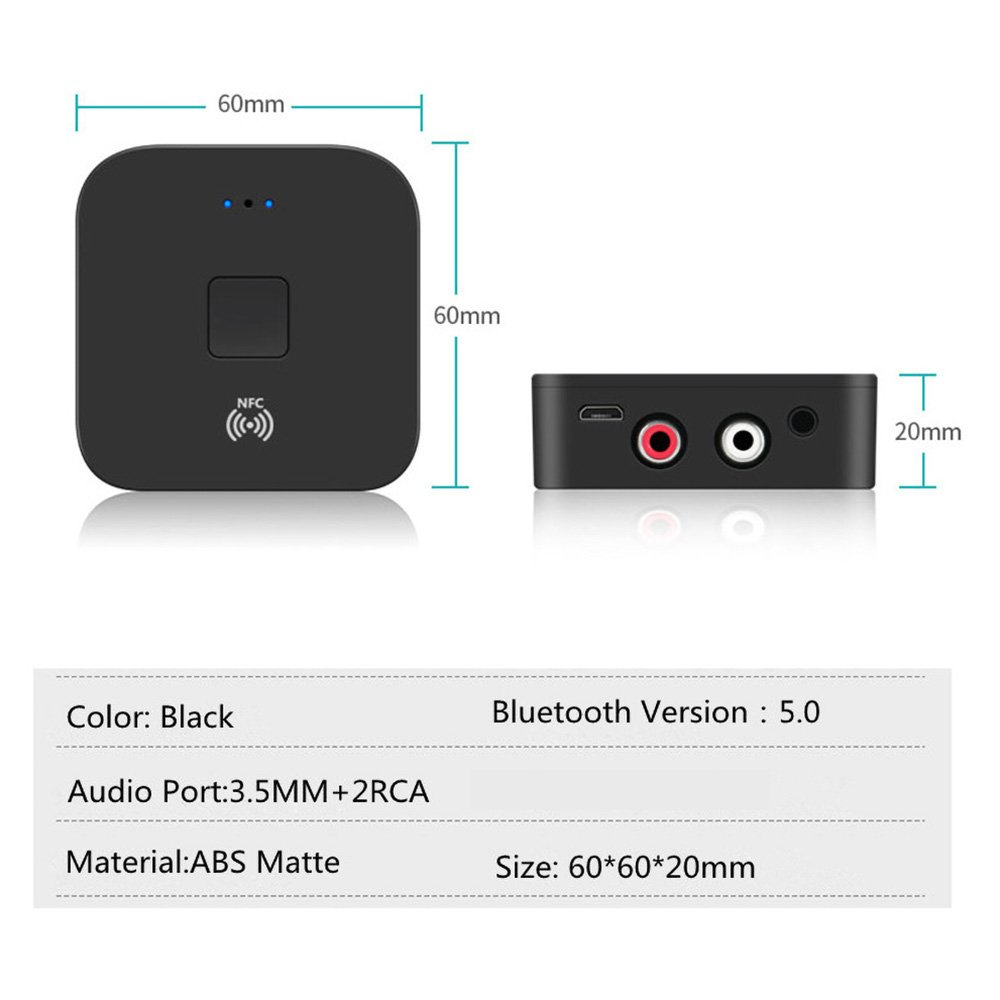 NFC Wireless BT5.0 Extender 3.5mm AUX/RCA Input Speaker Amplifier Car Audio Headphone Home Stereo Theater System Audio Component