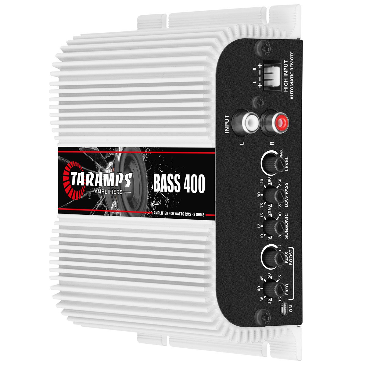 Taramps Bass 400 Amplifier 400 Watts RMS 1 Channel 2 Ohms Monoblock Class D Great for Sub and Car Audio System Low Bass Boost