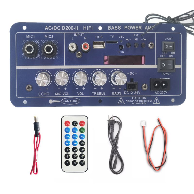 Customizable 12V/24V/220V HI-FI Subwoofer Bass Power Amp USB Remote Control High Power Amplifier Board Display Cars Audio