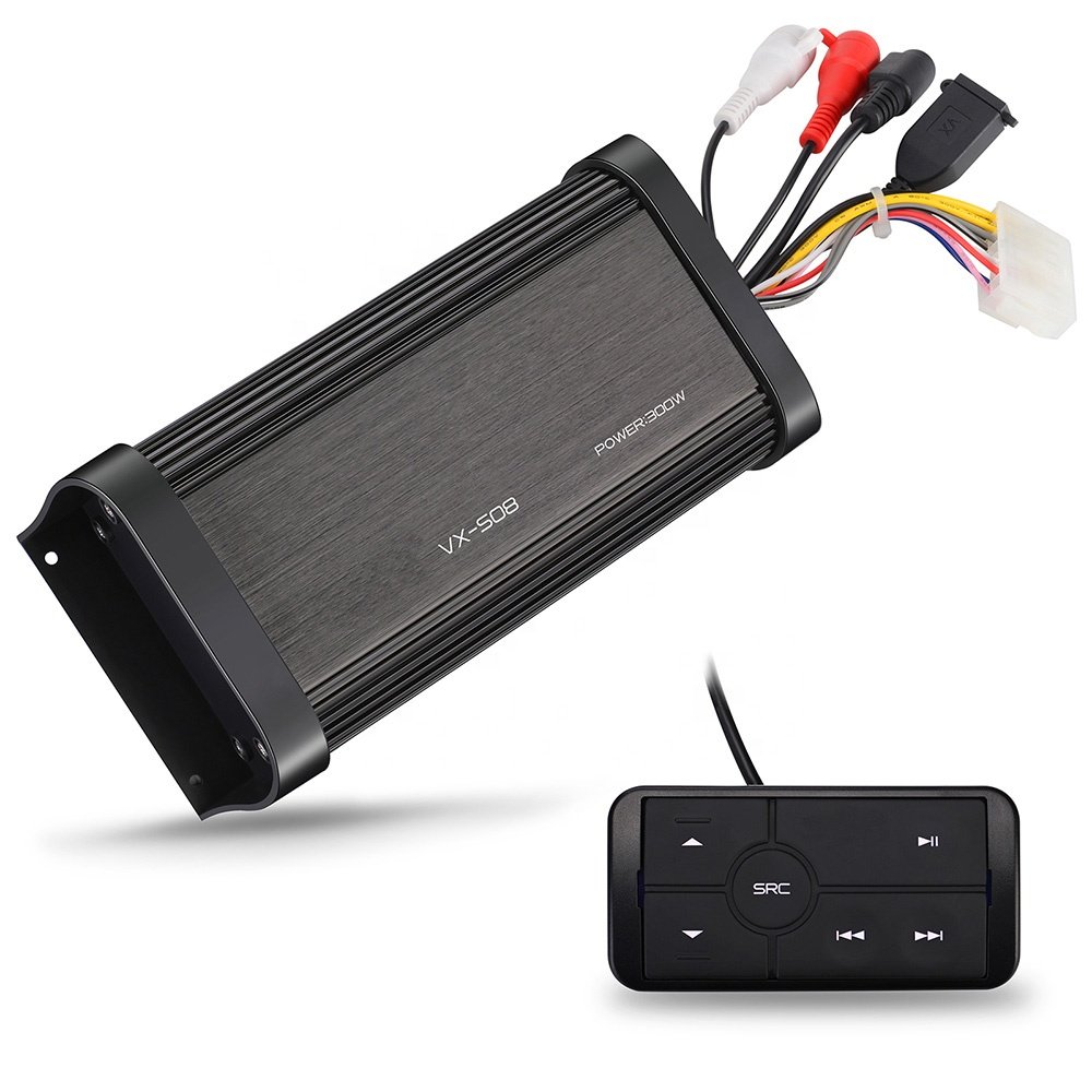 Audio Systems Marine 500 Watt 4 Channel Amplifier 6.5 Inch Speaker System, Bluetooth Remote for Boat Car ATV