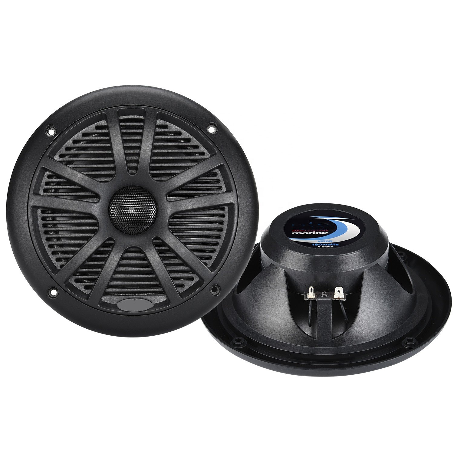 Audio Systems Marine 500 Watt 4 Channel Amplifier 6.5 Inch Speaker System, Bluetooth Remote for Boat Car ATV
