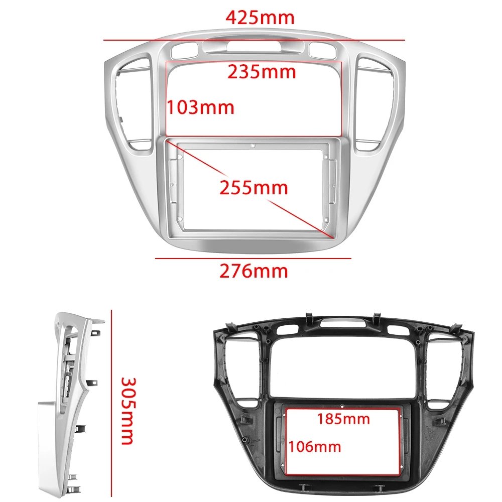 Henmall 2 Din 9'' Dashboard Car Radio Frame Car Fascia Pane Damage-free With Canbus for Toyota HIGHLANDER 2000-2007