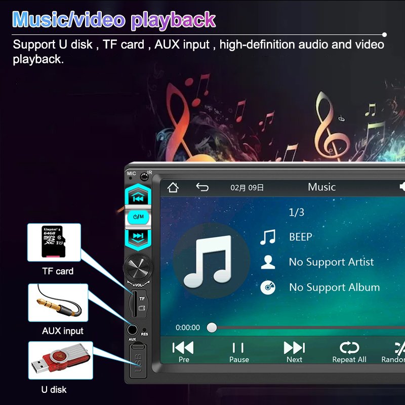 Universal Car Radio 7 Inch 1din Autoradio Multimedia Car Mp5 Player 7039B