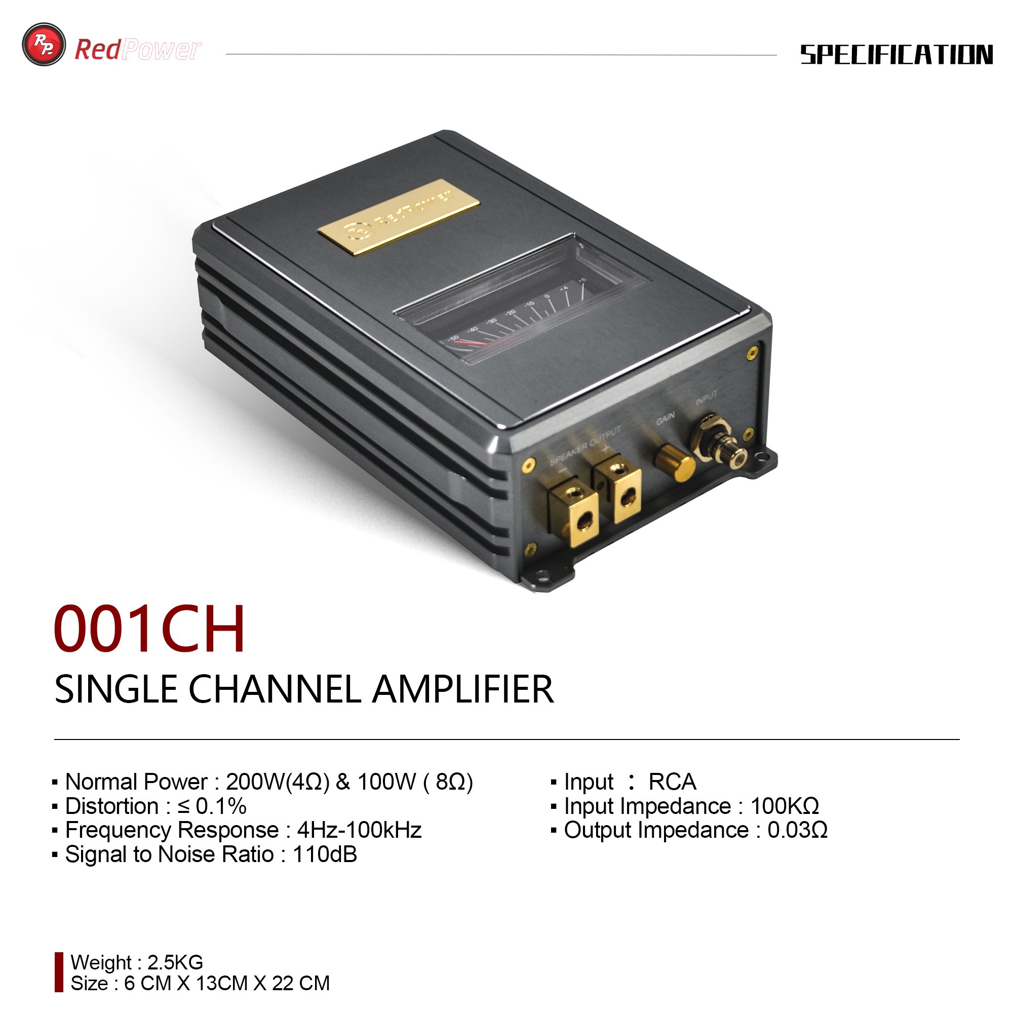 Redpower 1CH High Power Car Amplifier for Cars Auto Audio Upgrading